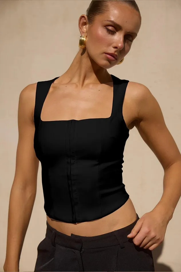 Women Basic Runaway The Label FLYN TOP Black