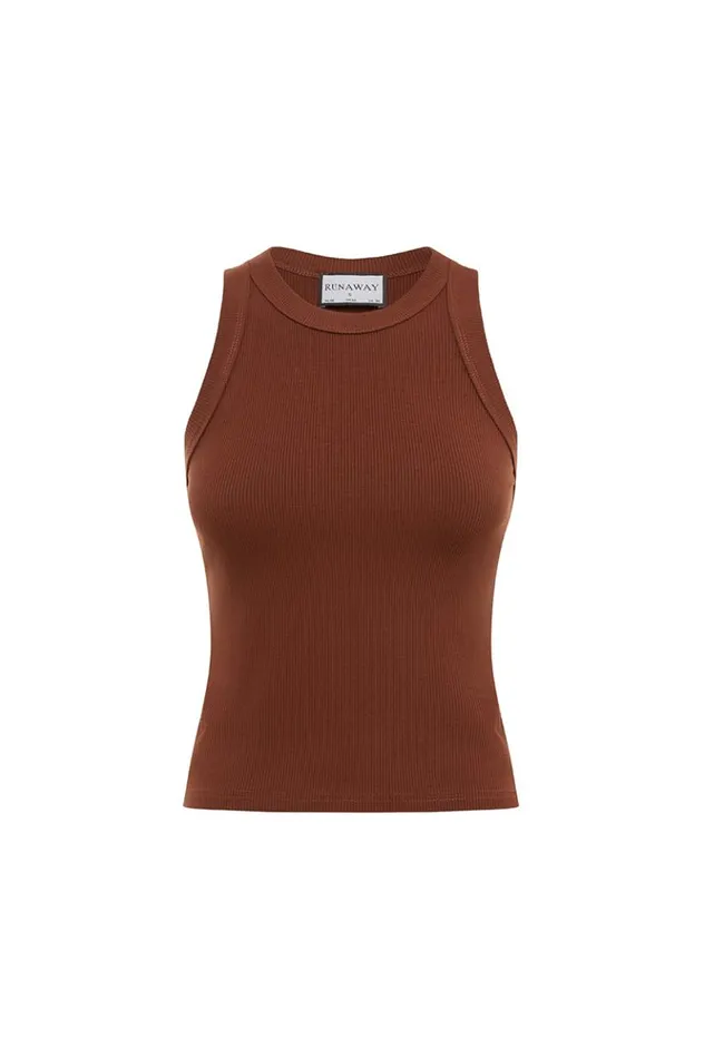 Women Basic Runaway The Label RORY TANK Chocolate