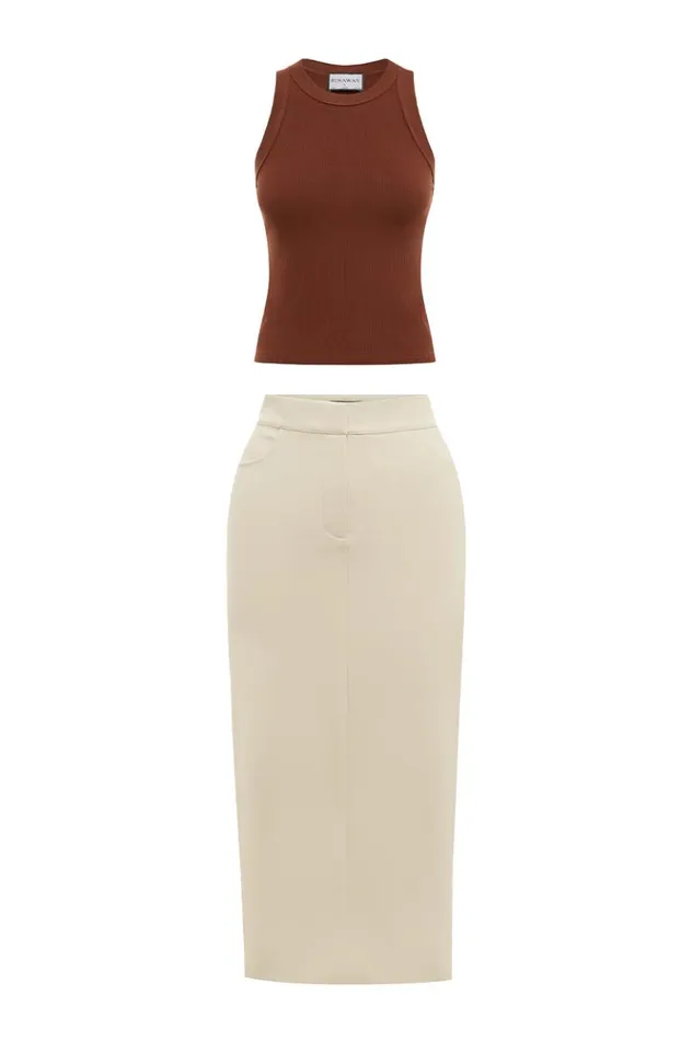 Women Basic Runaway The Label RORY TANK Chocolate