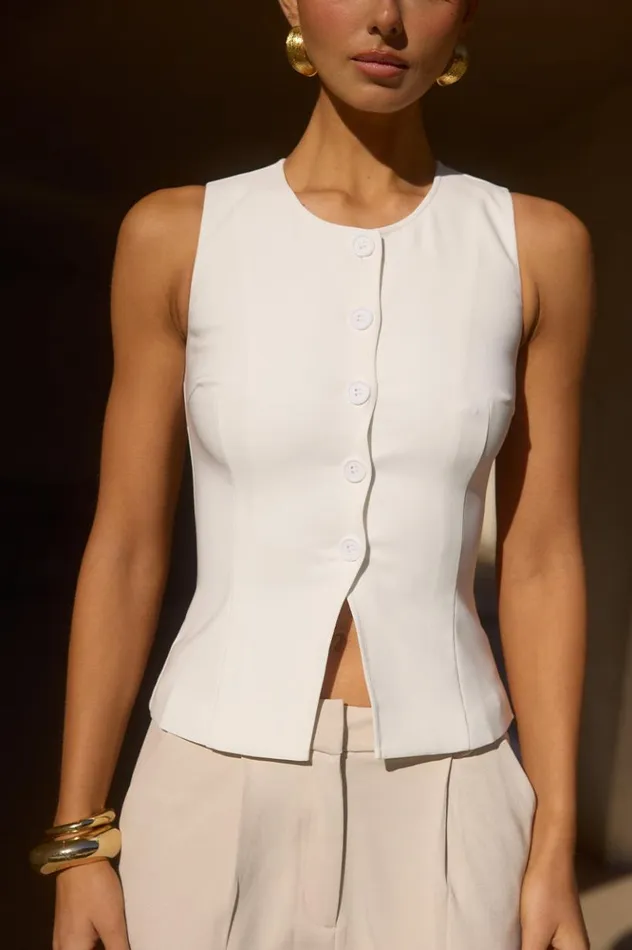 Women Basic Runaway The Label WILMA TOP White