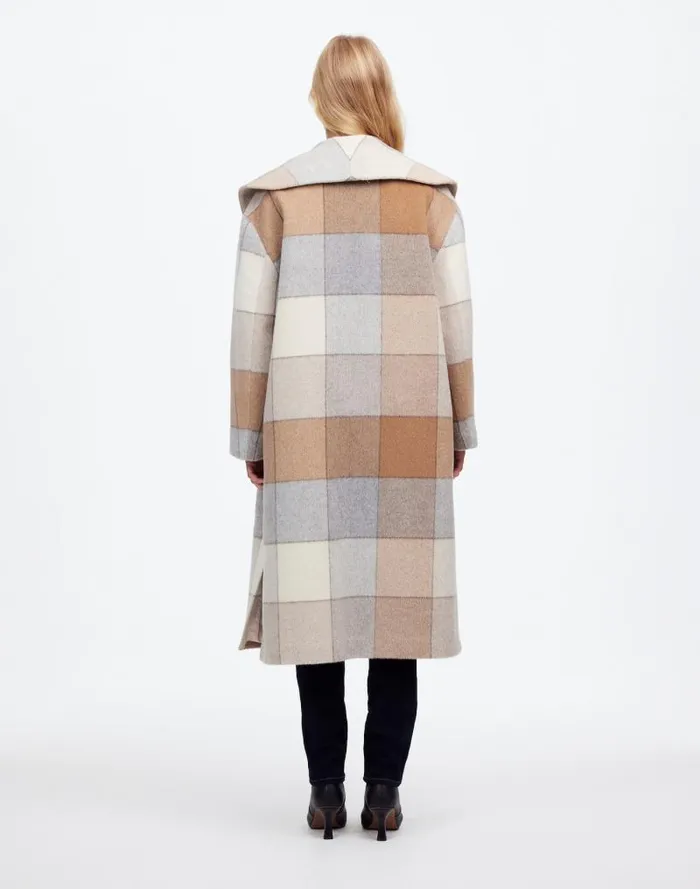 Women Belted Robe Coat In Plaid Soft Fawn Madewell Coats Jackets