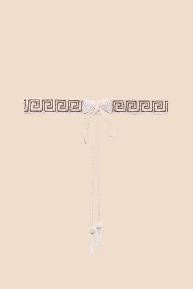 Women Belts RIXO Phoenix White Embroidery