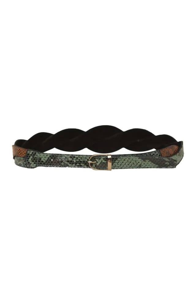 Women Belts RIXO Preesha Brown And Green Women Belts RIXO Preesha Brown And Green