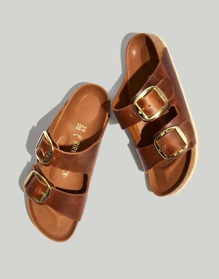 Women Birkenstock Big Buckle Arizona Sandals Cognac Oiled Leather Madewell Sandals