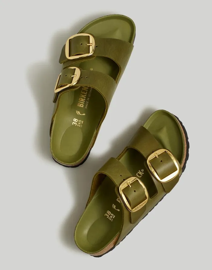 Women Birkenstock Big Buckle Arizona Sandals Green Olive Madewell Sandals