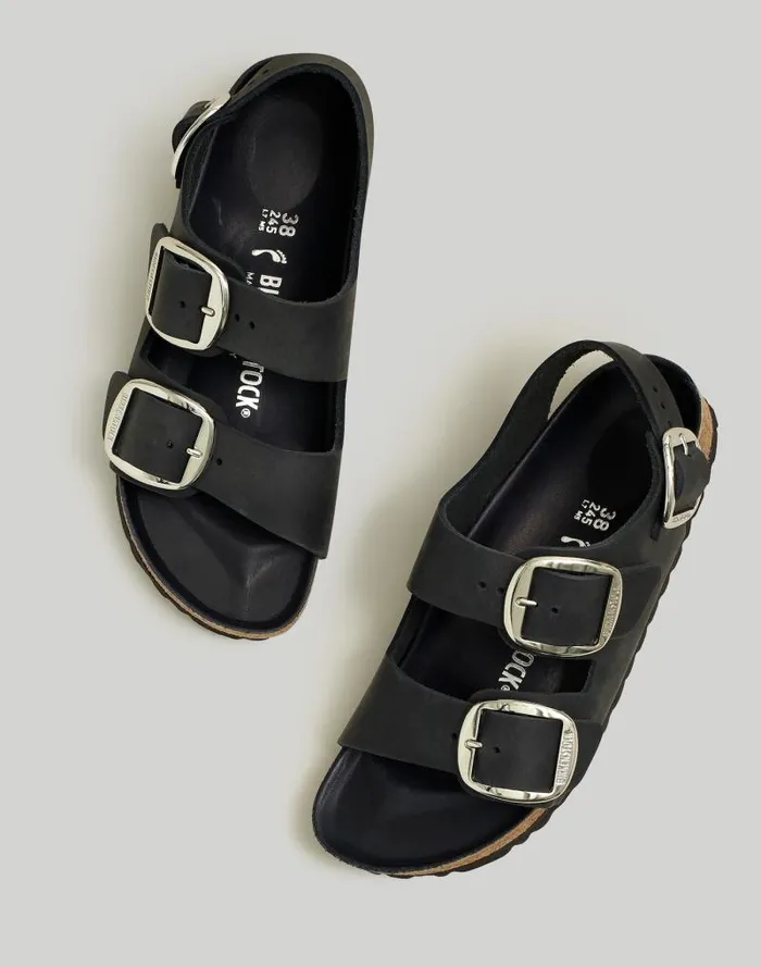 Women Birkenstock Big Buckle Milano Sandals Black Madewell Sandals
