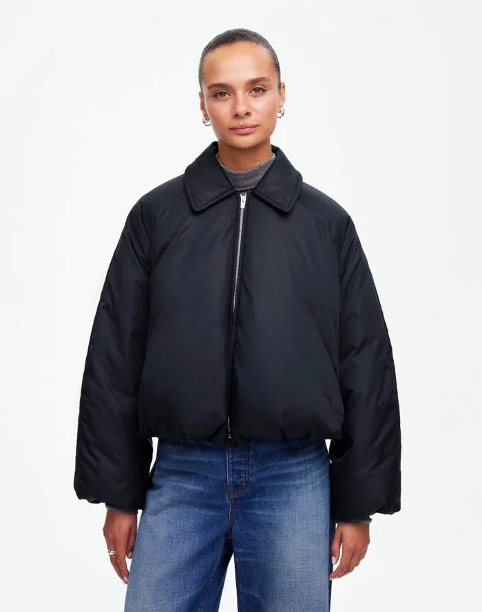Women Bomber Puffer Jacket Mills Black Madewell Coats Jackets