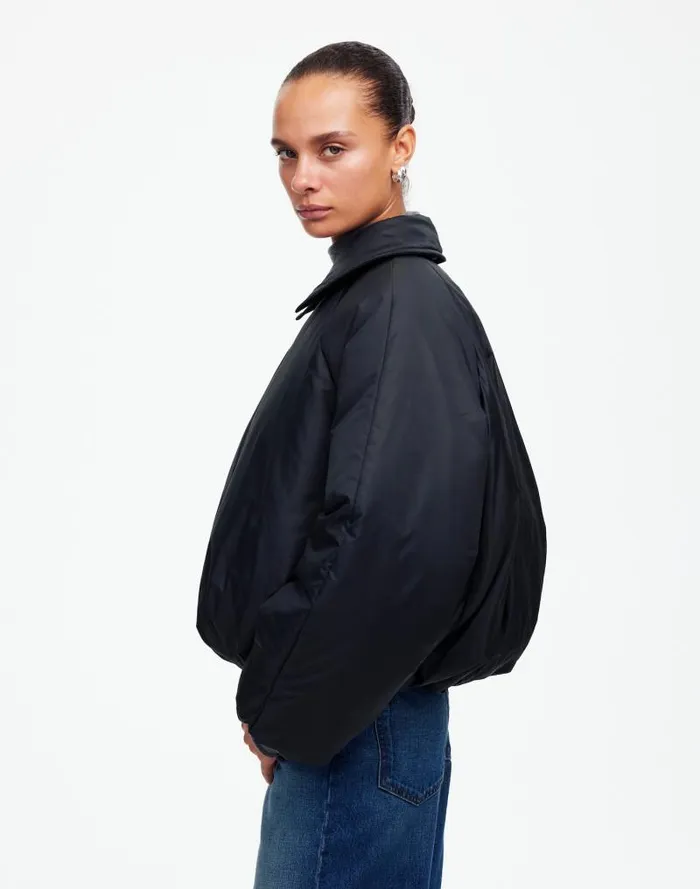 Women Bomber Puffer Jacket Mills Black Madewell Coats Jackets