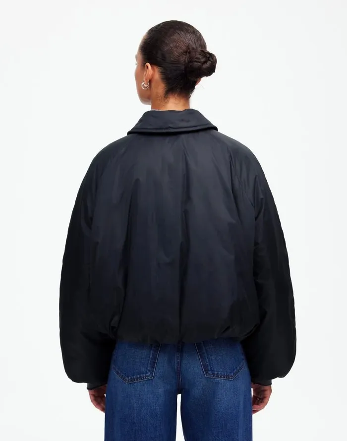 Women Bomber Puffer Jacket Mills Black Madewell Coats Jackets