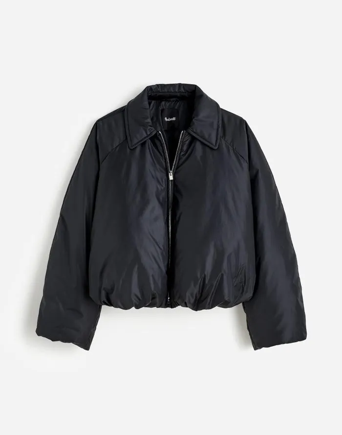 Women Bomber Puffer Jacket Mills Black Madewell Coats Jackets