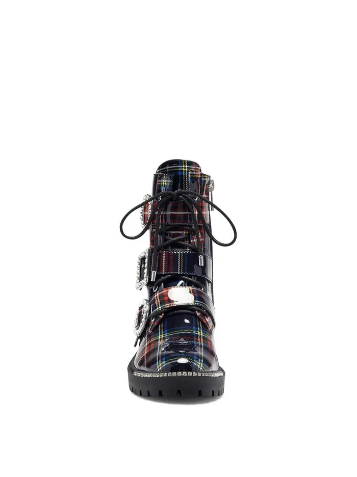 Women Boots and Booties Jessica Simpson Kirlah Boot In Patent Plaid Patent Plaid