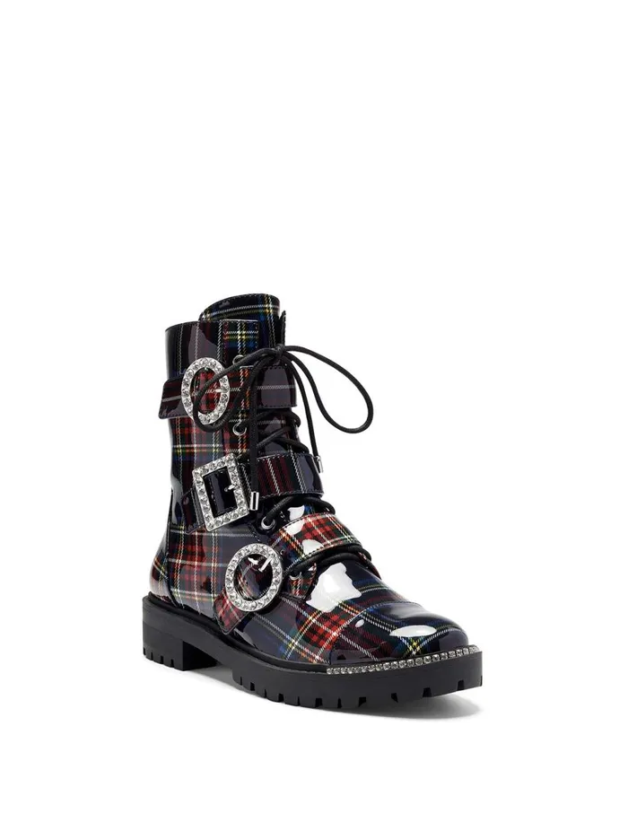 Women Boots and Booties Jessica Simpson Kirlah Boot In Patent Plaid Patent Plaid