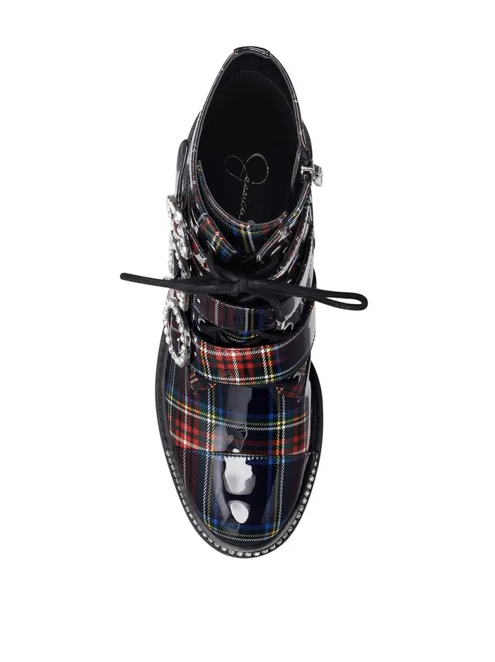 Women Boots and Booties Jessica Simpson Kirlah Boot In Patent Plaid Patent Plaid