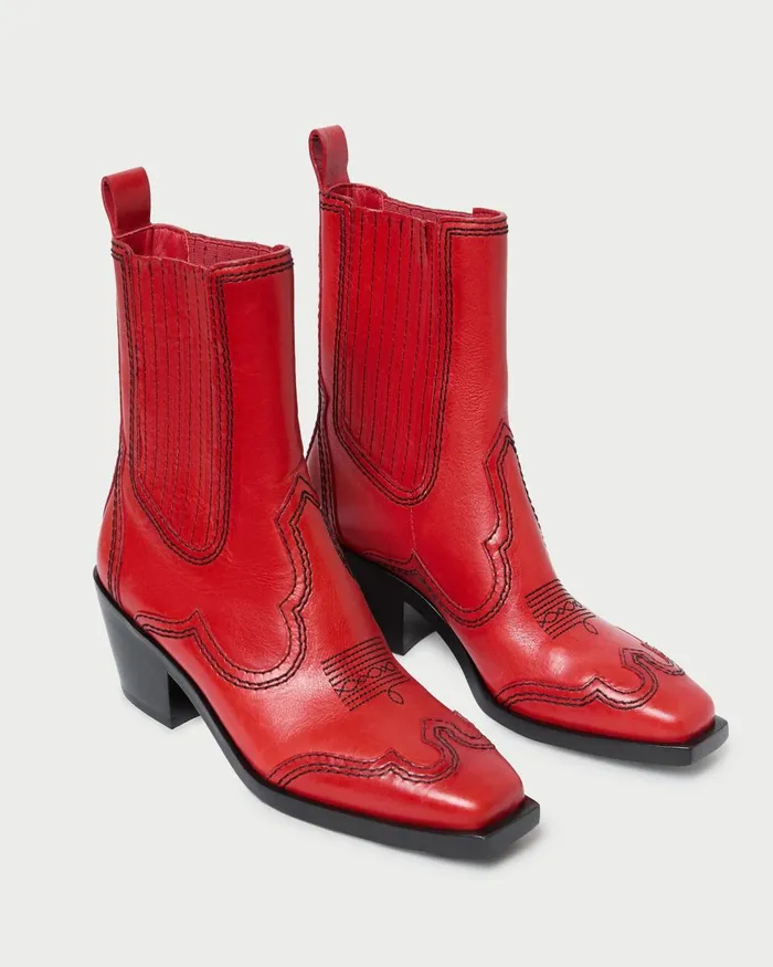 Women Boots Loeffler Randall Agnes Red Leather Western Boot Women Boots Loeffler Randall Agnes Red Leather Western Boot