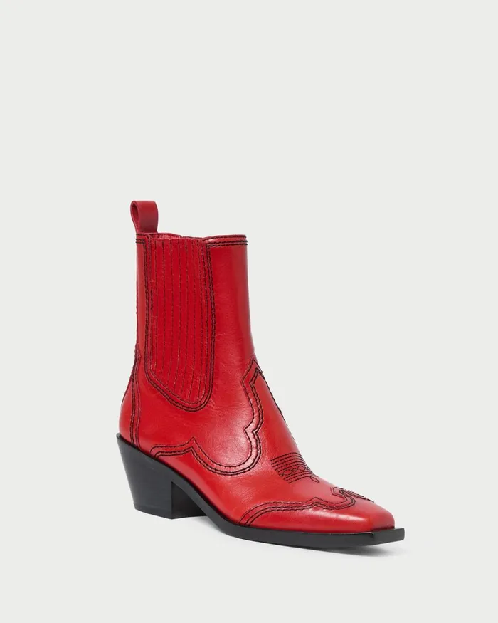 Women Boots Loeffler Randall Agnes Red Leather Western Boot Women Boots Loeffler Randall Agnes Red Leather Western Boot