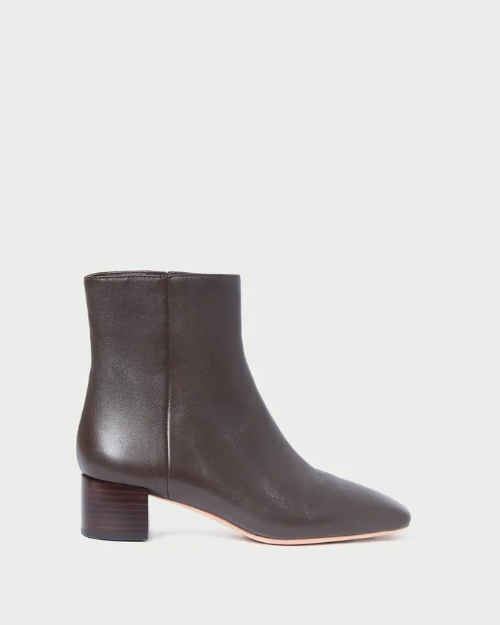 Women Boots Loeffler Randall Ginny Dark Brown Leather Ankle Boot