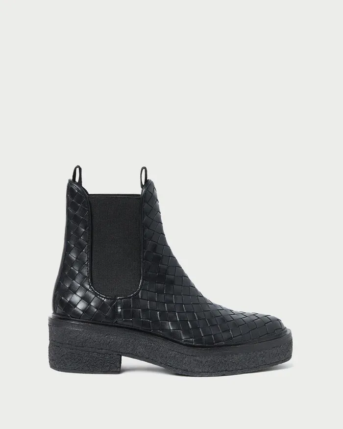 Women Boots Loeffler Randall Raquel Black Woven Chelsea Boot