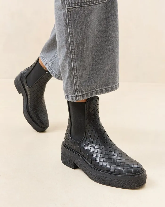 Women Boots Loeffler Randall Raquel Black Woven Chelsea Boot Women Boots Loeffler Randall Raquel Black Woven Chelsea Boot