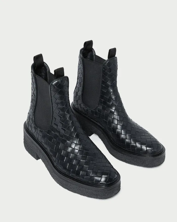 Women Boots Loeffler Randall Raquel Black Woven Chelsea Boot Women Boots Loeffler Randall Raquel Black Woven Chelsea Boot