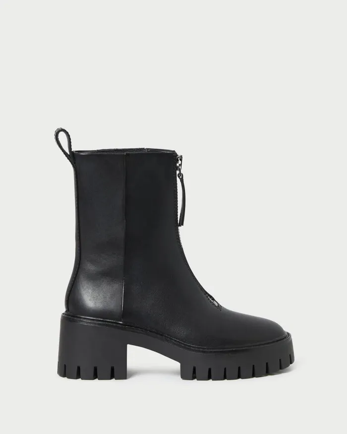 Women Boots Loeffler Randall Trixie Black Leather Zip Boot