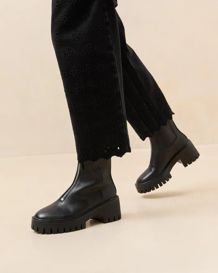 Women Boots Loeffler Randall Trixie Black Leather Zip Boot Women Boots Loeffler Randall Trixie Black Leather Zip Boot