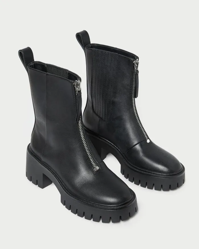 Women Boots Loeffler Randall Trixie Black Leather Zip Boot Women Boots Loeffler Randall Trixie Black Leather Zip Boot