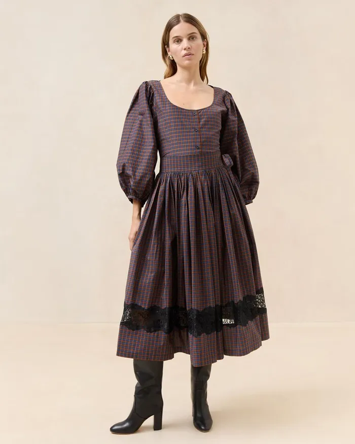 Women Bottoms Loeffler Randall Aylee NavyRust Plaid Skirt