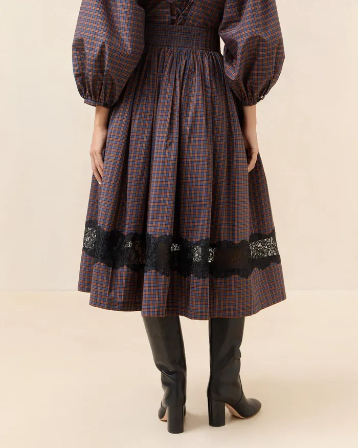 Women Bottoms Loeffler Randall Aylee NavyRust Plaid Skirt Women Bottoms Loeffler Randall Aylee NavyRust Plaid Skirt