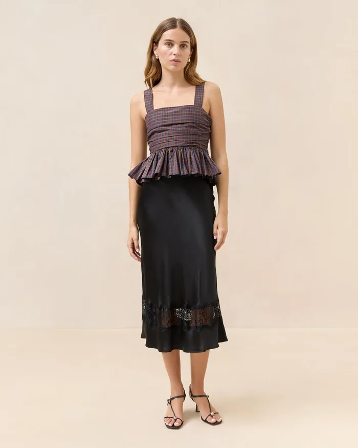 Women Bottoms Loeffler Randall Saskia Black Silk Skirt
