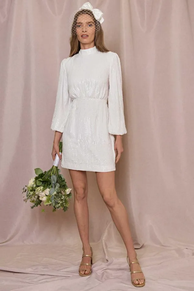 Women Bridal Party RIXO Lara Ivory Sequin