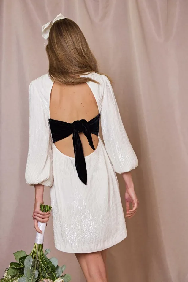 Women Bridal Party RIXO Lara Ivory Sequin