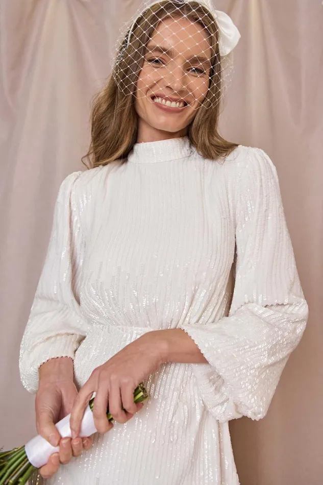 Women Bridal Party RIXO Lara Ivory Sequin