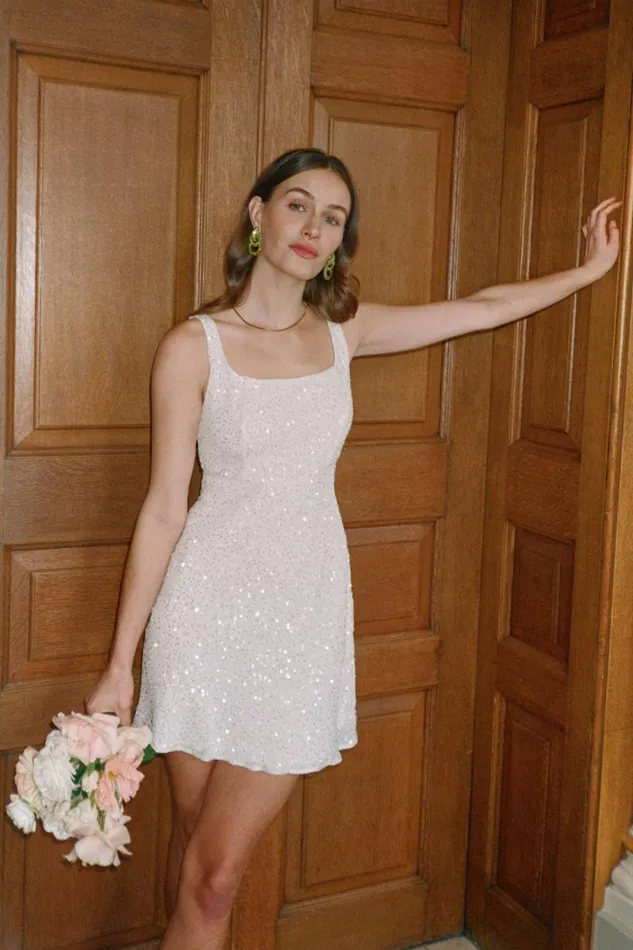 Women Bridal RIXO Ronan Squiggle Sequin Ivory