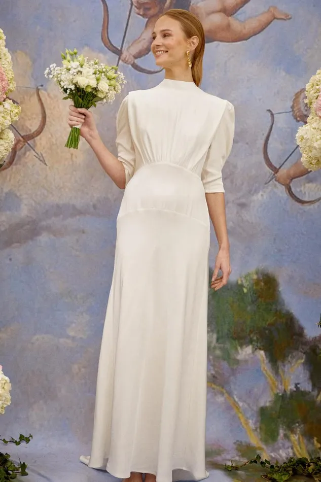 Women Bridal RIXO Ulla Satin Back Silk Crepe