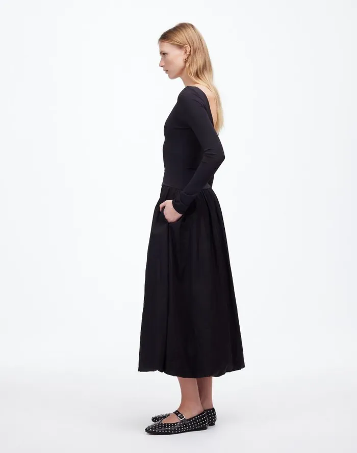 Women BubbleHem Midi Dress True Black Madewell Dresses
