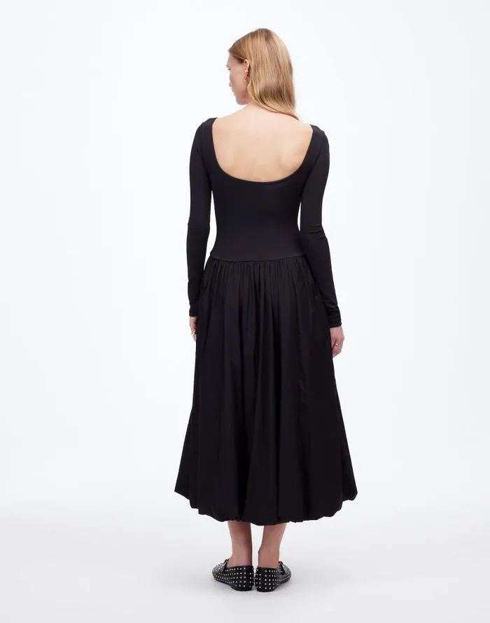 Women BubbleHem Midi Dress True Black Madewell Dresses