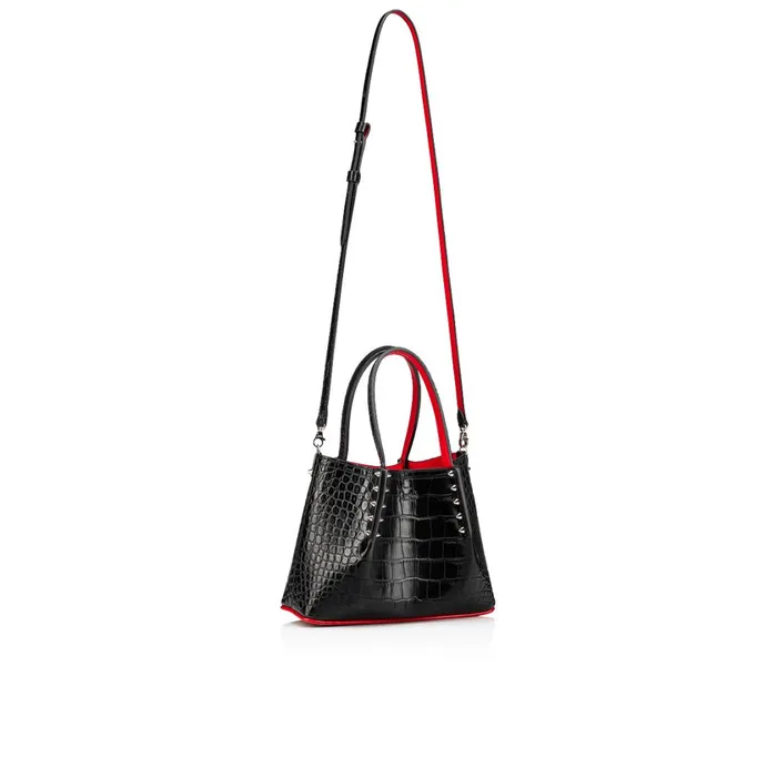Women Cabarock Mini Tote Bag 8211 Alligator Embossed Calf Leather 8211 Black Black Christian Louboutin Mini Bags