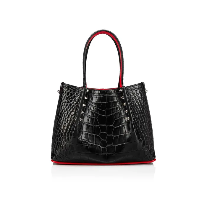 Women Cabarock Mini Tote Bag 8211 Alligator Embossed Calf Leather 8211 Black Black Christian Louboutin Mini Bags