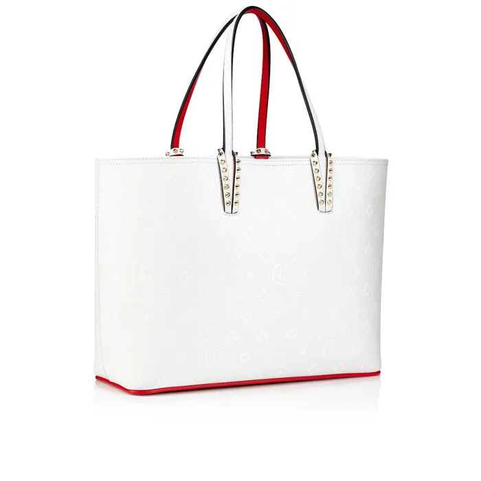 Women Cabata Tote Bag 8211 Calf Leather Loubinthesky Print 8211 Bianco White Christian Louboutin Totes