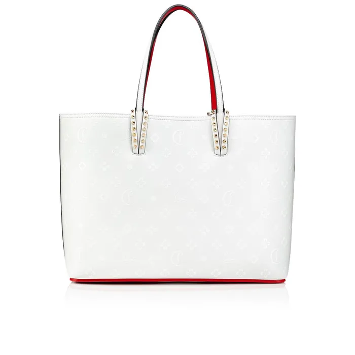 Women Cabata Tote Bag 8211 Calf Leather Loubinthesky Print 8211 Bianco White Christian Louboutin Totes