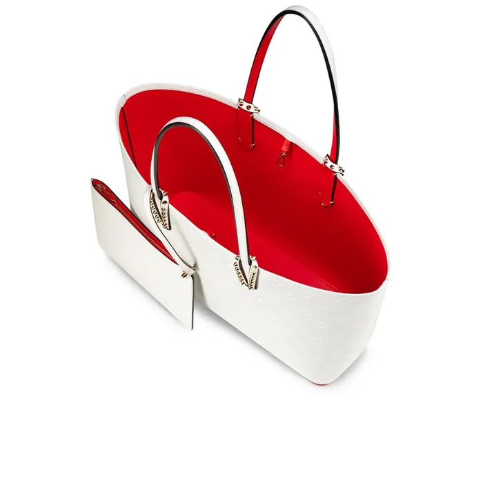 Women Cabata Tote Bag 8211 Calf Leather Loubinthesky Print 8211 Bianco White Christian Louboutin Totes