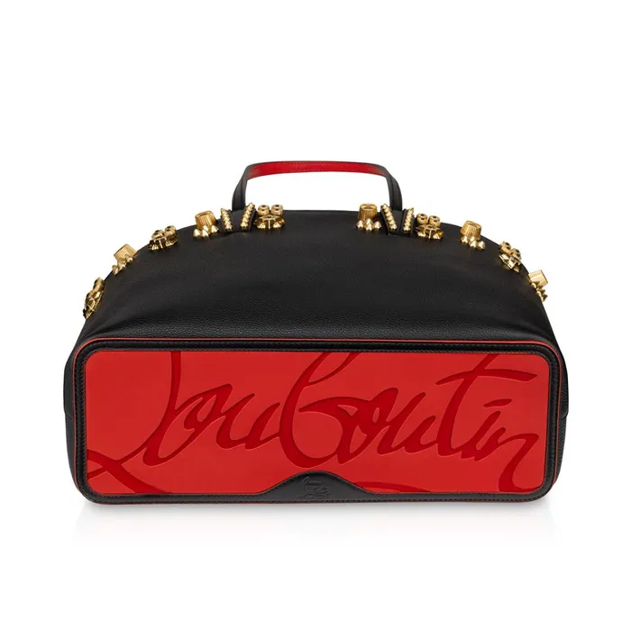 Women Cabata Tote Bag 8211 Grained Calf Leather And Spikes Couronnes Seville 8211 Black Black Christian Louboutin Shoulder Bags