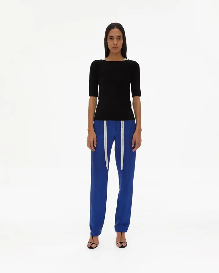 Women Cala Velveteen Tee Black Helmut Lang Sweaters