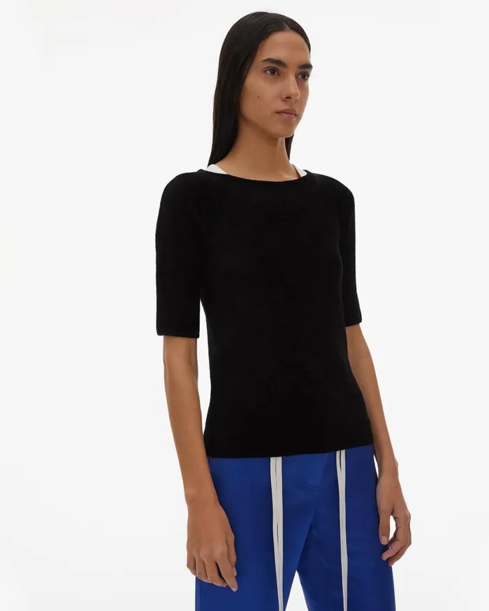 Women Cala Velveteen Tee Black Helmut Lang Sweaters