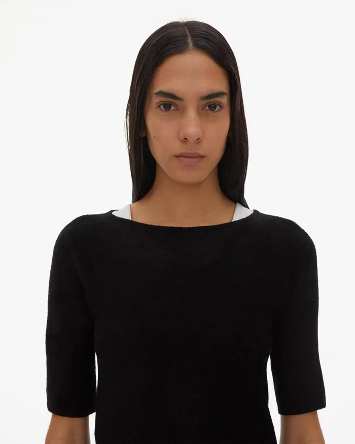 Women Cala Velveteen Tee Black Helmut Lang Sweaters
