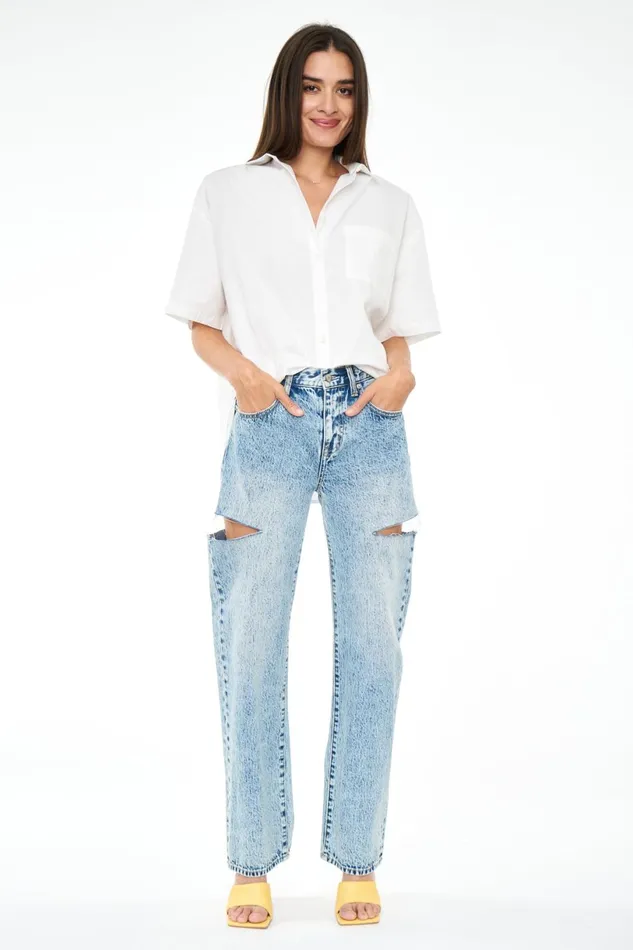 Women Cam Short Sleeve Button Down Shirt 8211 Le Blanc Pistola Denim Tops