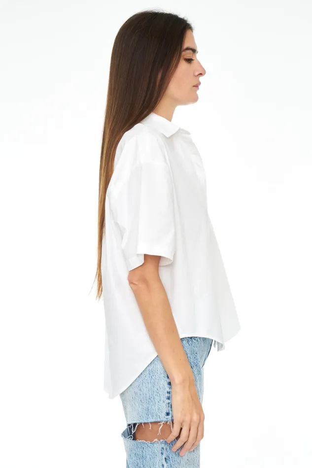 Women Cam Short Sleeve Button Down Shirt 8211 Le Blanc Pistola Denim Tops