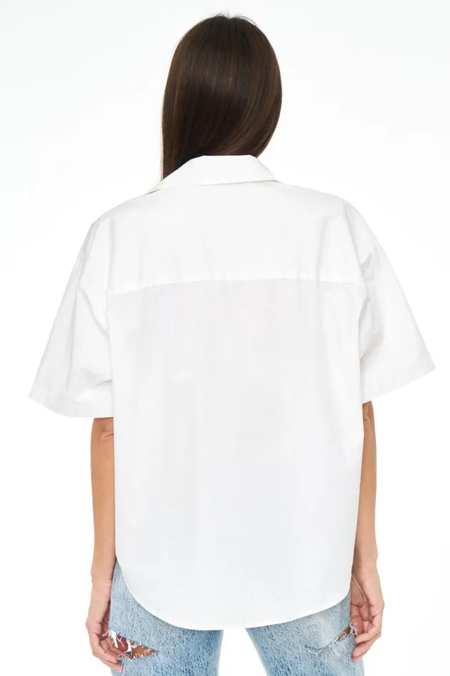 Women Cam Short Sleeve Button Down Shirt 8211 Le Blanc Pistola Denim Tops
