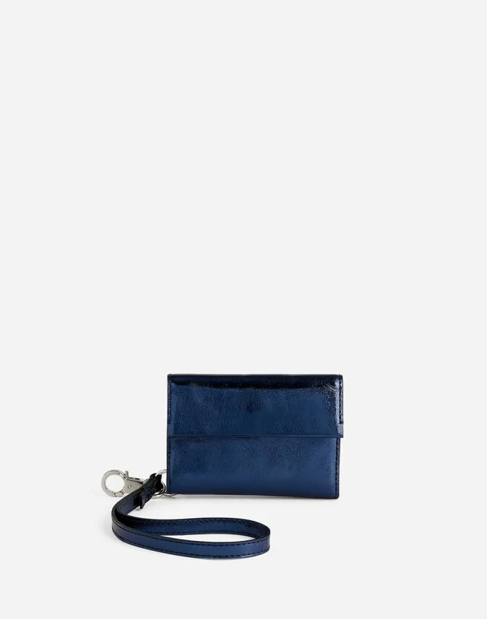 Women Card Case Wristlet Navy Metallic Madewell Pouches and Wallets