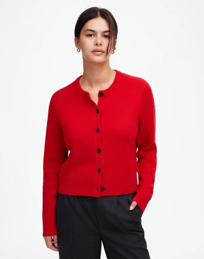Women Cashmere ButtonFront Cardigan Sweater Bright Cherry Madewell Sweaters